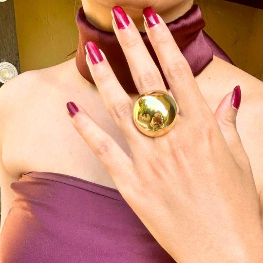 Golden Dome Statement Finger Ring