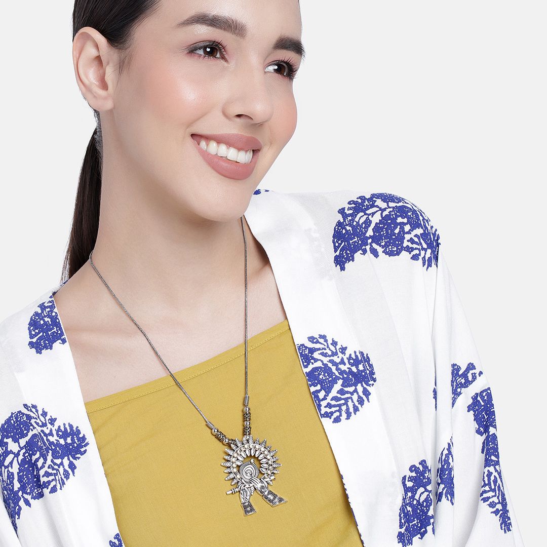 Laida Krishna Silver Oxidised Necklace