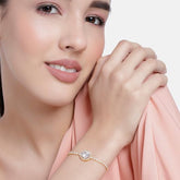 American Diamond-Studded Gold -Plated Adjustable Bracelet