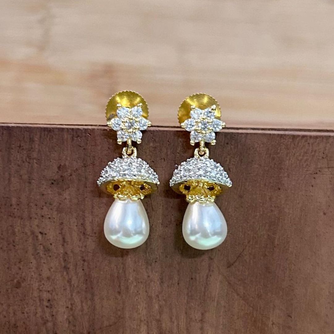 Ethnic Pearl Gold Jhumka Earrings
