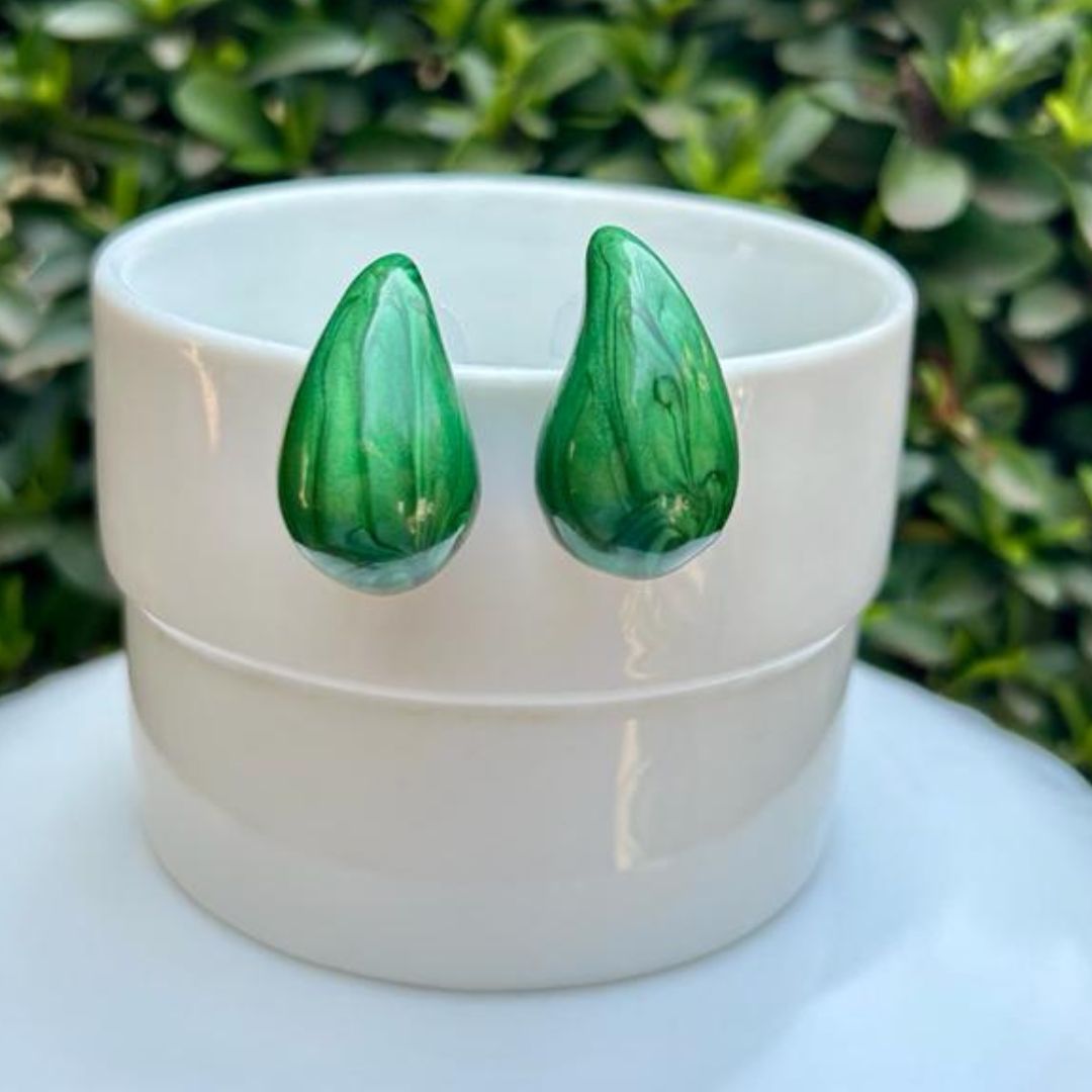 Green Tear Drop earrings
