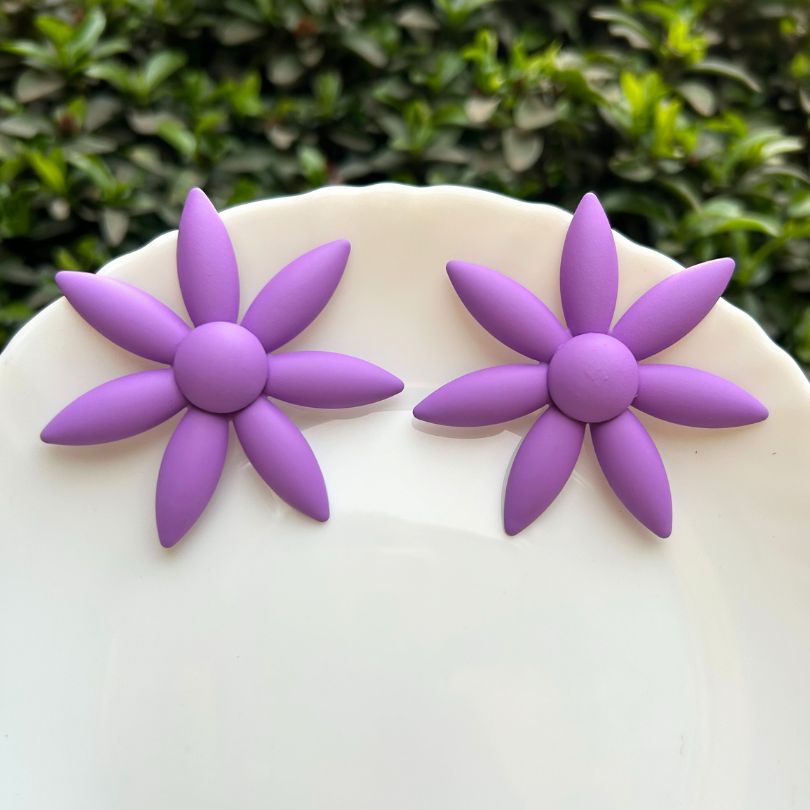 Floral Purple Sunflower Earrings