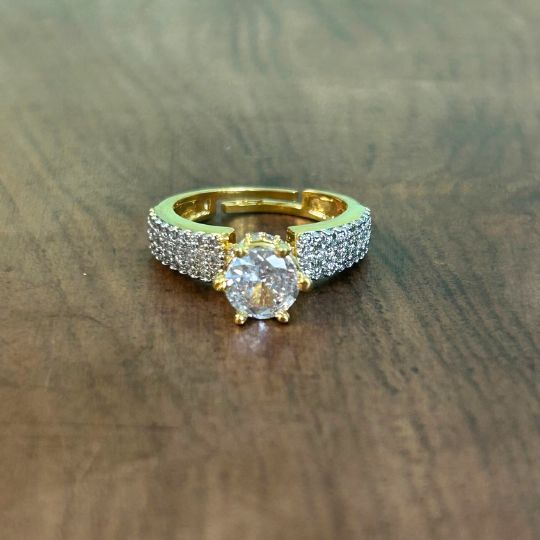 Deja American Diamond Solitaire Finger Ring