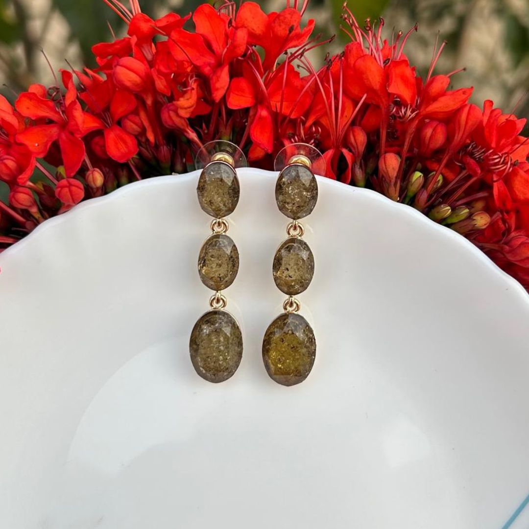 Olive Green Gemstone Earrings