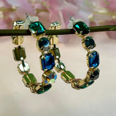 Bling Blogger Crystal Hoop Earrings - Blue