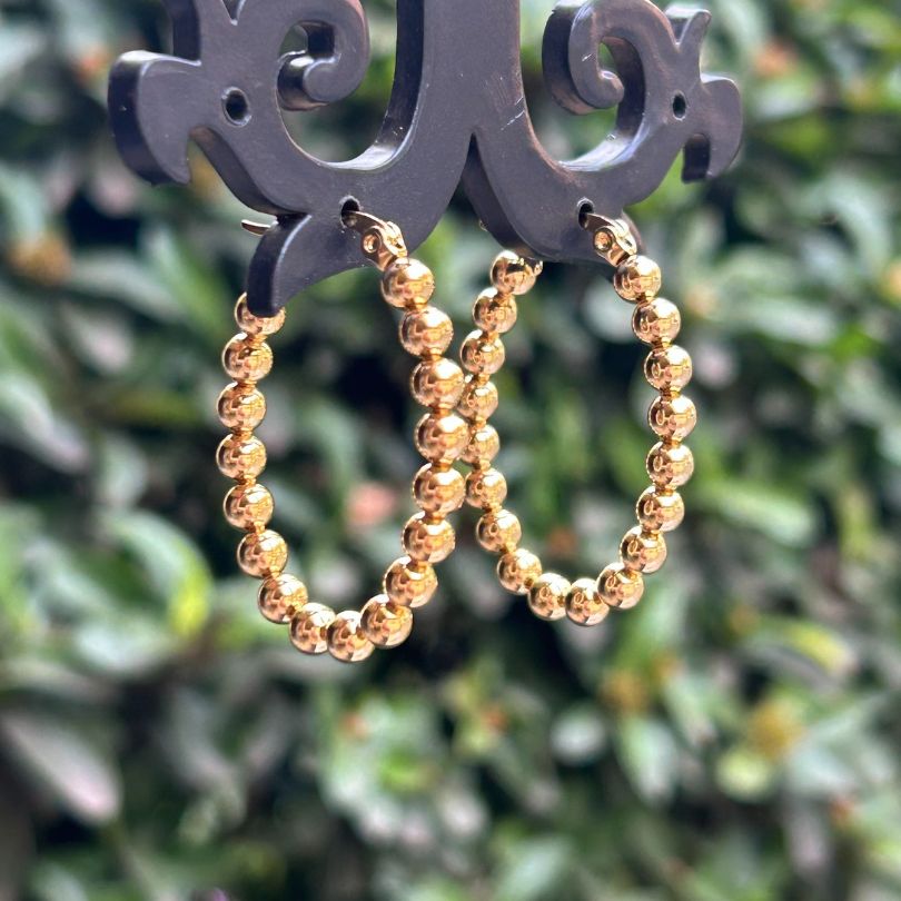 Golden Ball Hoop Earrings