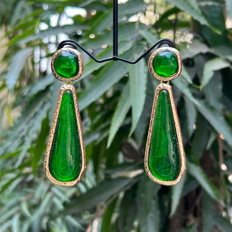 Green Resin Earrings