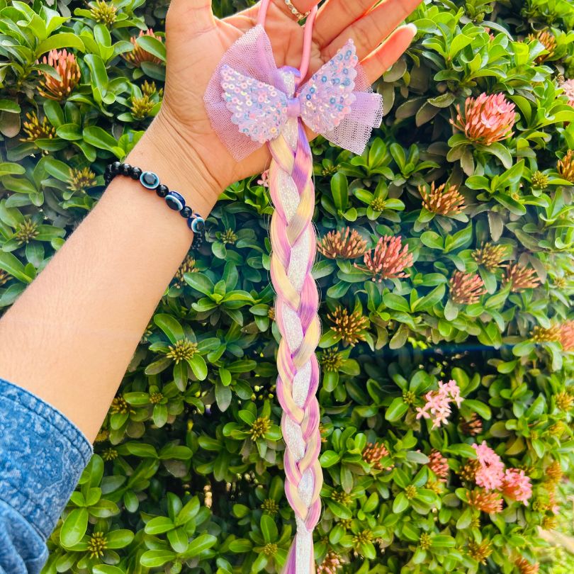 Cute Baby Girl Bow Purple Twist Braid Rubber Band
