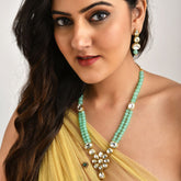 Gold-Plated Kundan-Studded & Pearl Beaded Jewellery Set