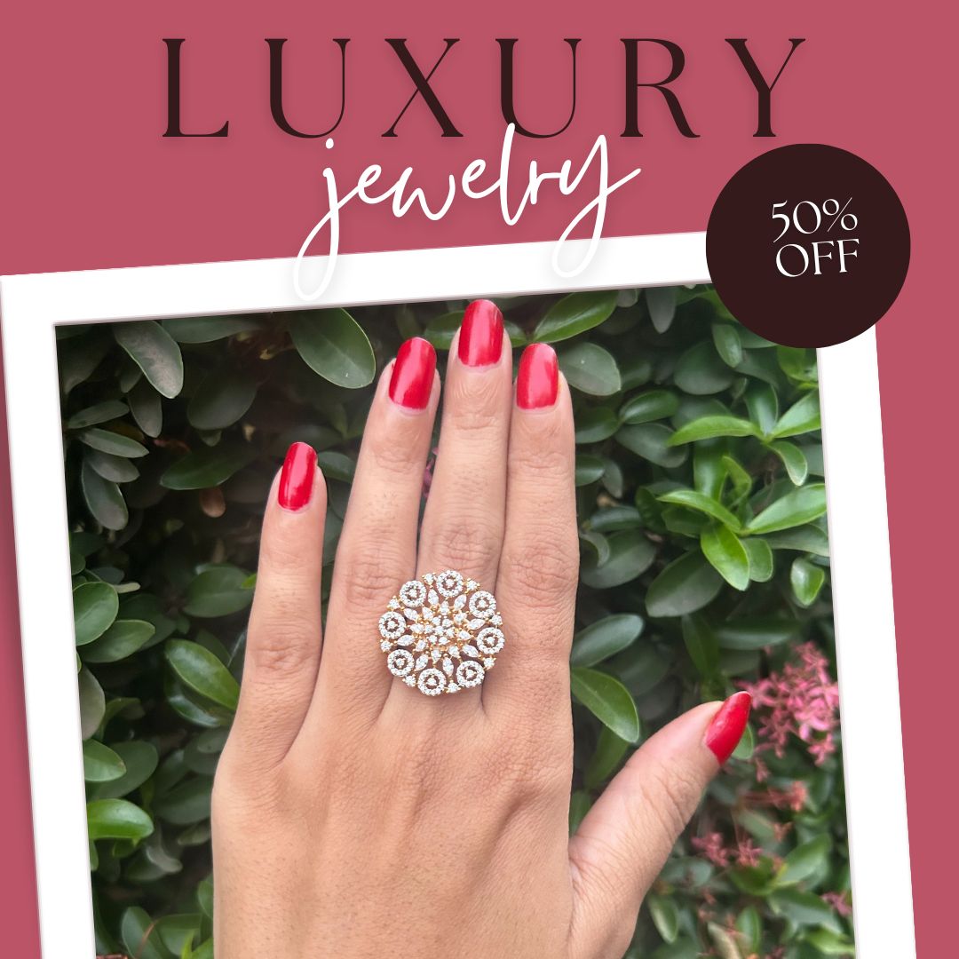 Sheryl CZ Designer American Diamond Finger- Ring