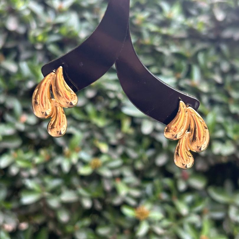 Triple Golden Dainty Tear-Drop Stud Earrings