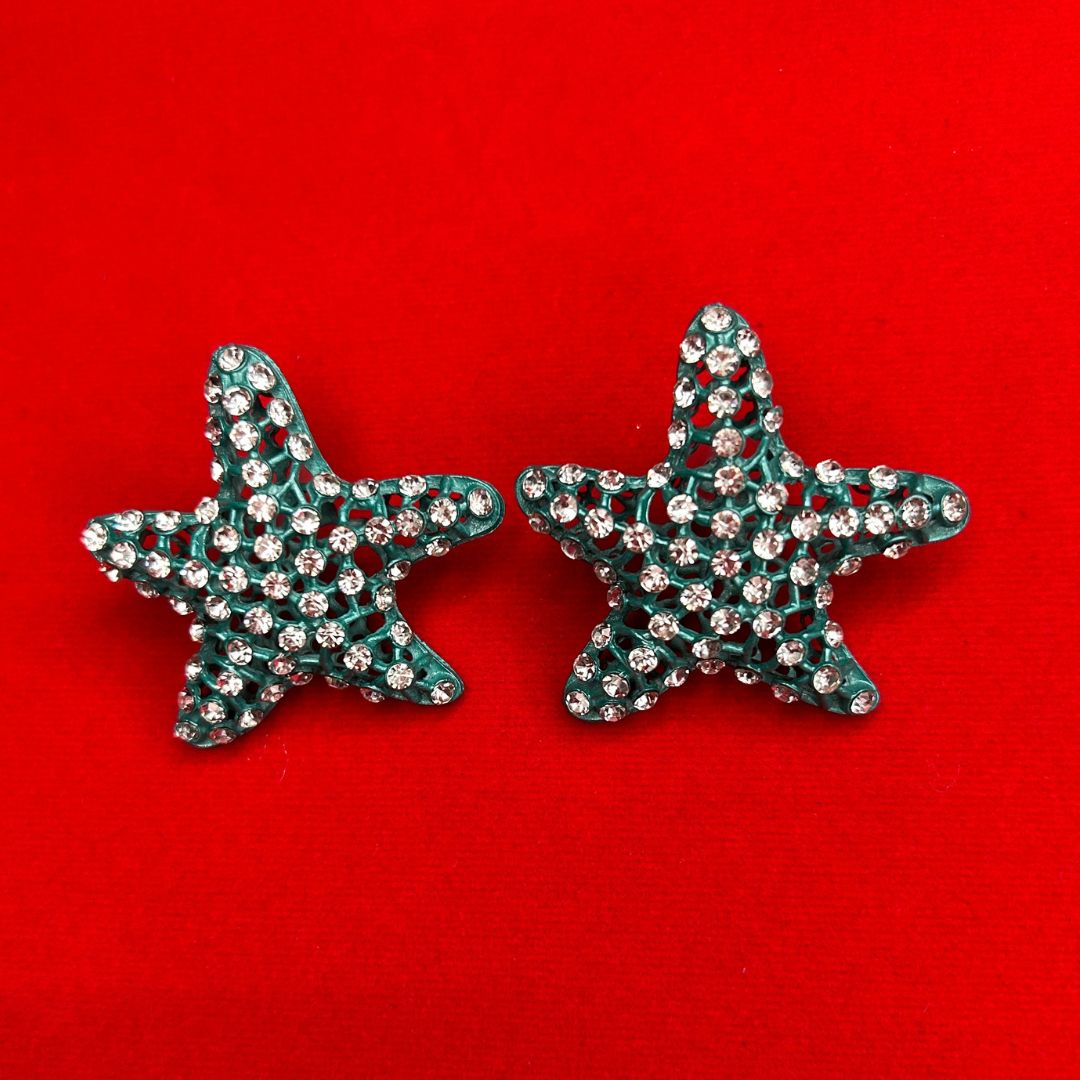 Holly Blue AD Studded Star Earrings