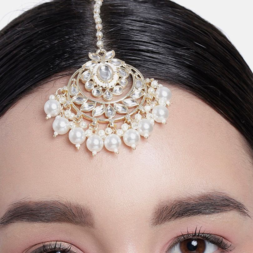 LAIDA Gold-Plated Kundan-Studded Maang Tikka