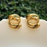 Modern Golden Circular Stud Earrings