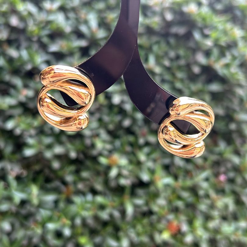 Modern Golden Circular Stud Earrings