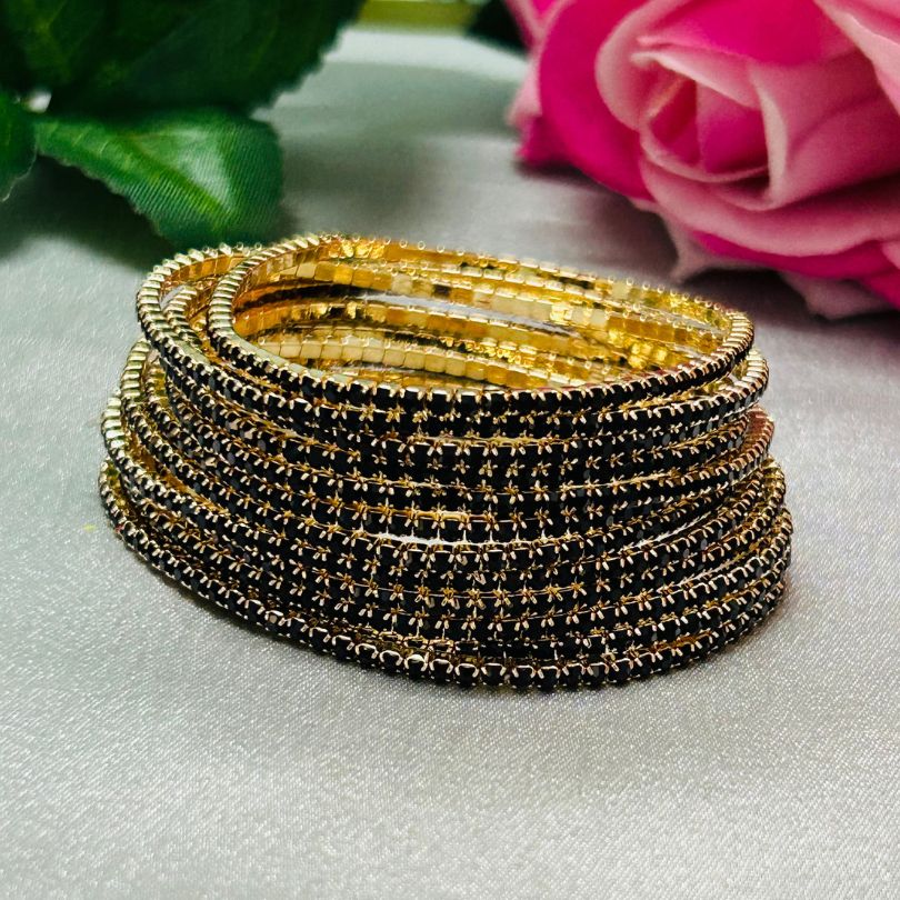 Stretchable Black Gold - Plated Bracelet - Pack of 12