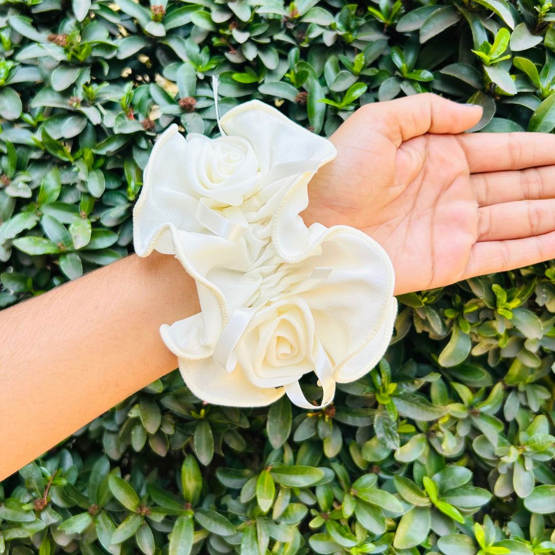 Big White Floral Scrunchie