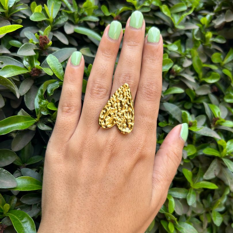 Textured Heart Finger Ring