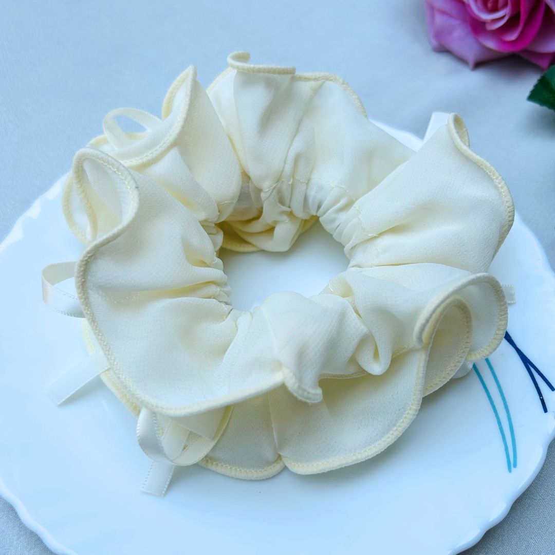 Big White Floral Scrunchie