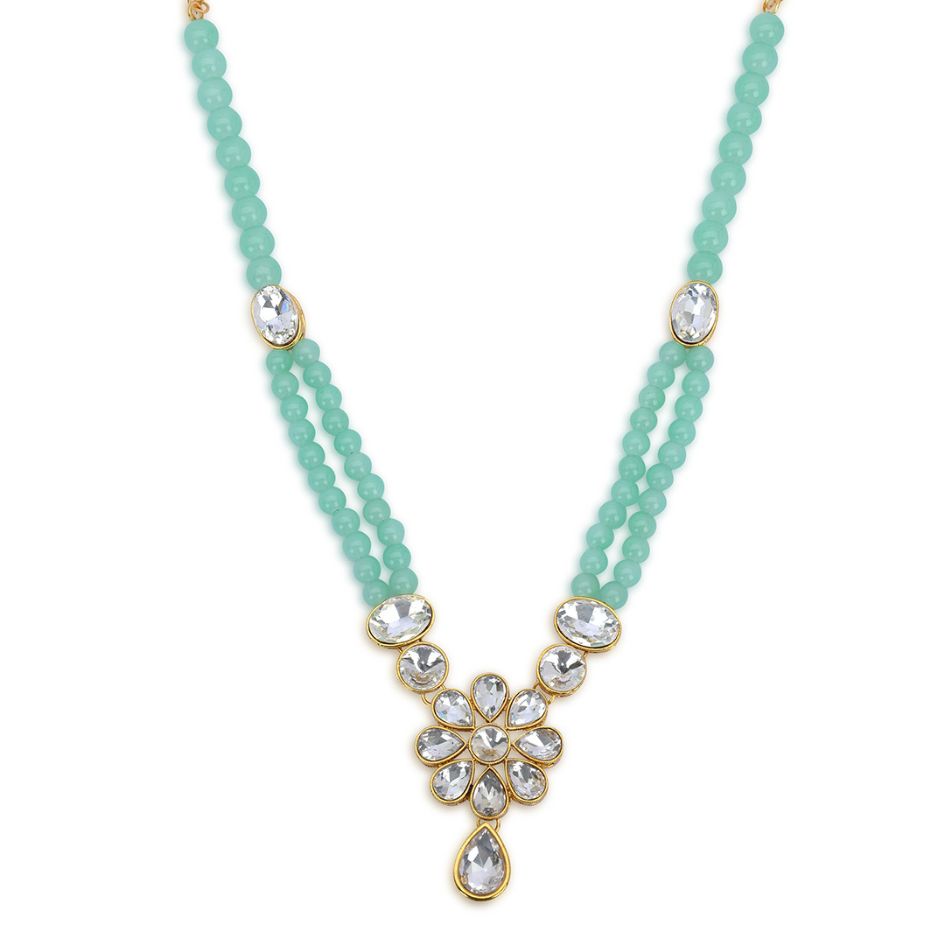 Gold-Plated Kundan-Studded & Pearl Beaded Jewellery Set