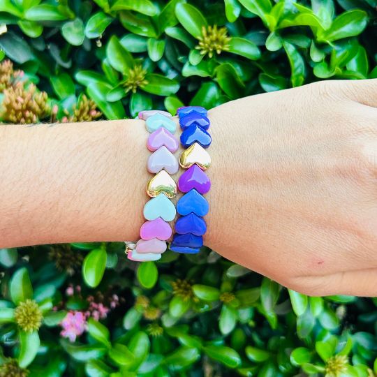 Mini Heart Stretchable Blue Bracelet
