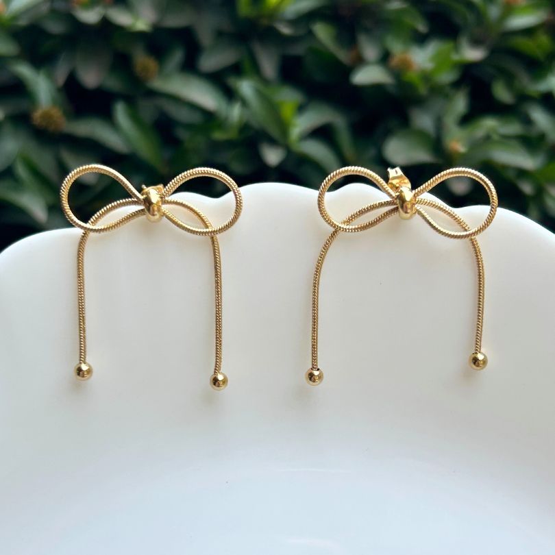 Bow Golden Dainty Earrings