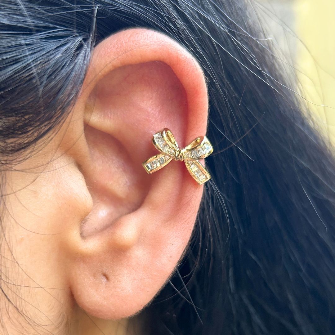 Rhinestone Bow Knot Ear Cuff