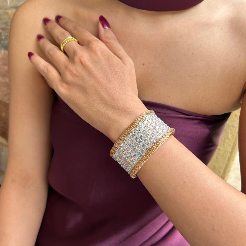 Bling Blogger Silver Golden Openable Kada / Handcuff