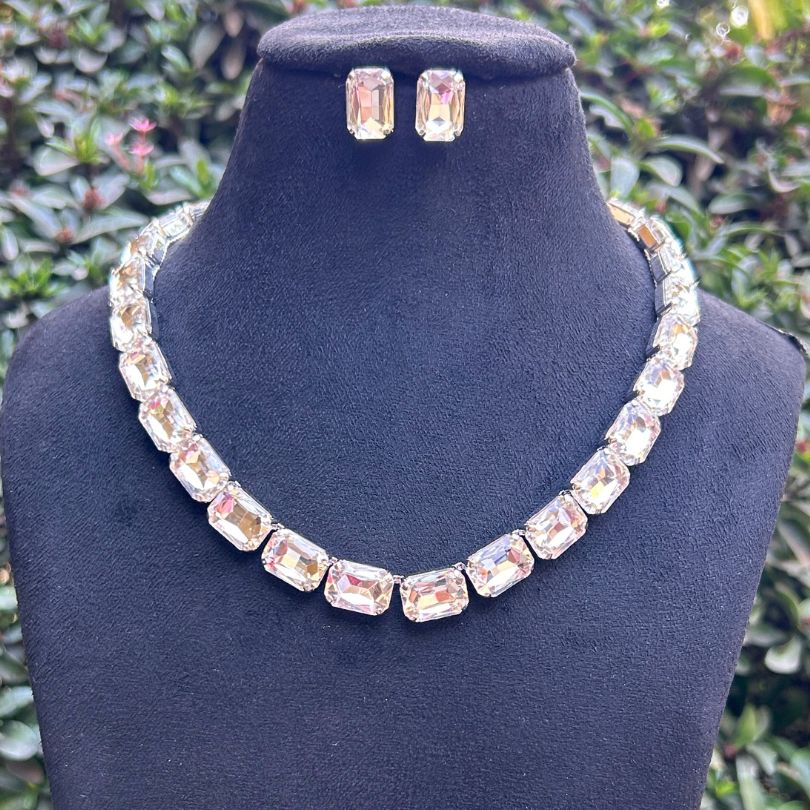 Statement Rhinestone Necklace Set