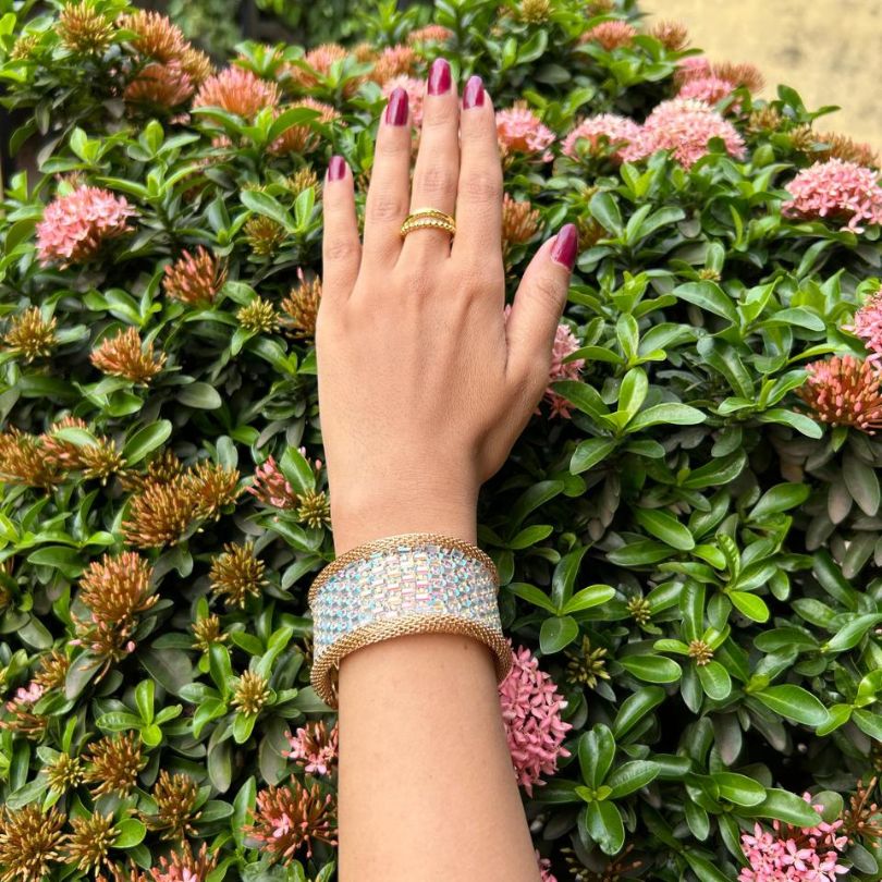 Bling Blogger Silver Golden Openable Kada / Handcuff