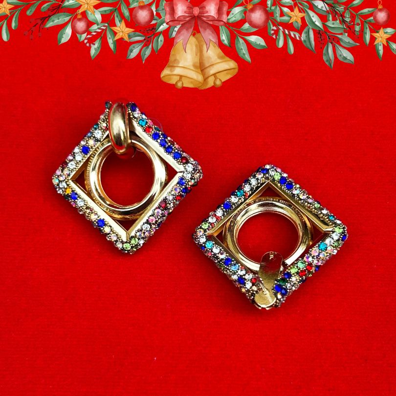 Bling Multicolor Rhombus Earrings