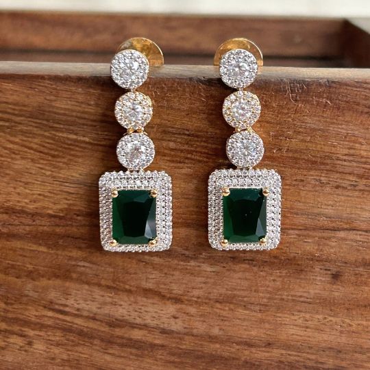 Linda Emerald Green American Diamond Necklace Set