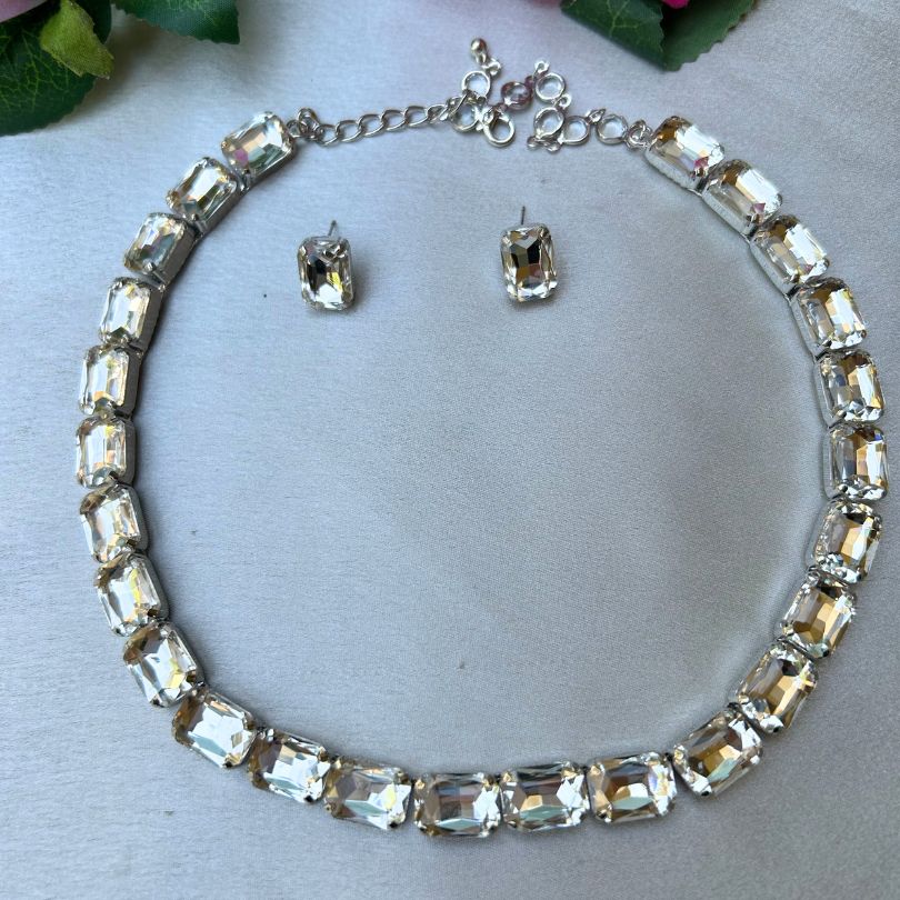 Statement Rhinestone Necklace Set