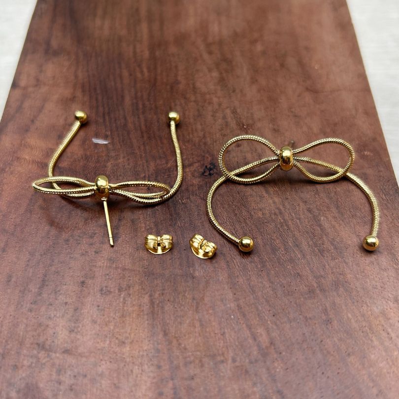 Bow Golden Dainty Earrings