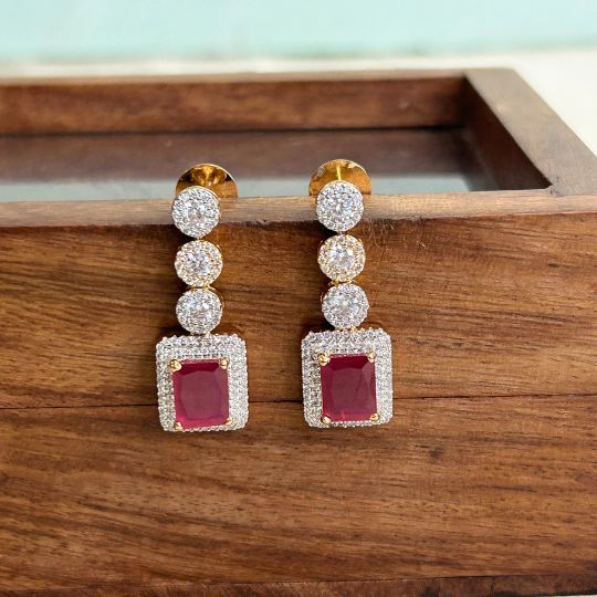 Linda Ruby American Diamond Necklace Set