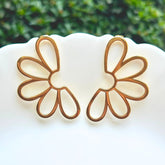 Half Floral Golden Stud Earrings