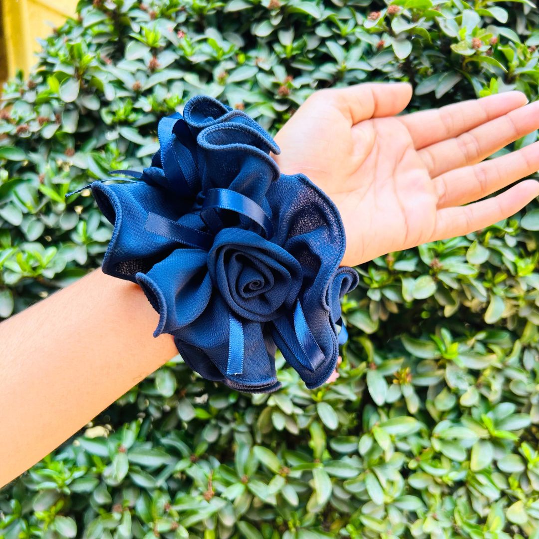 Big Blue Floral Scrunchie