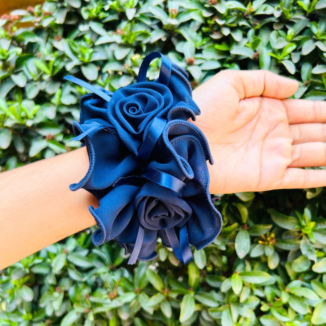 Big Blue Floral Scrunchie