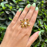 Pearl Flower Statement Finger Ring