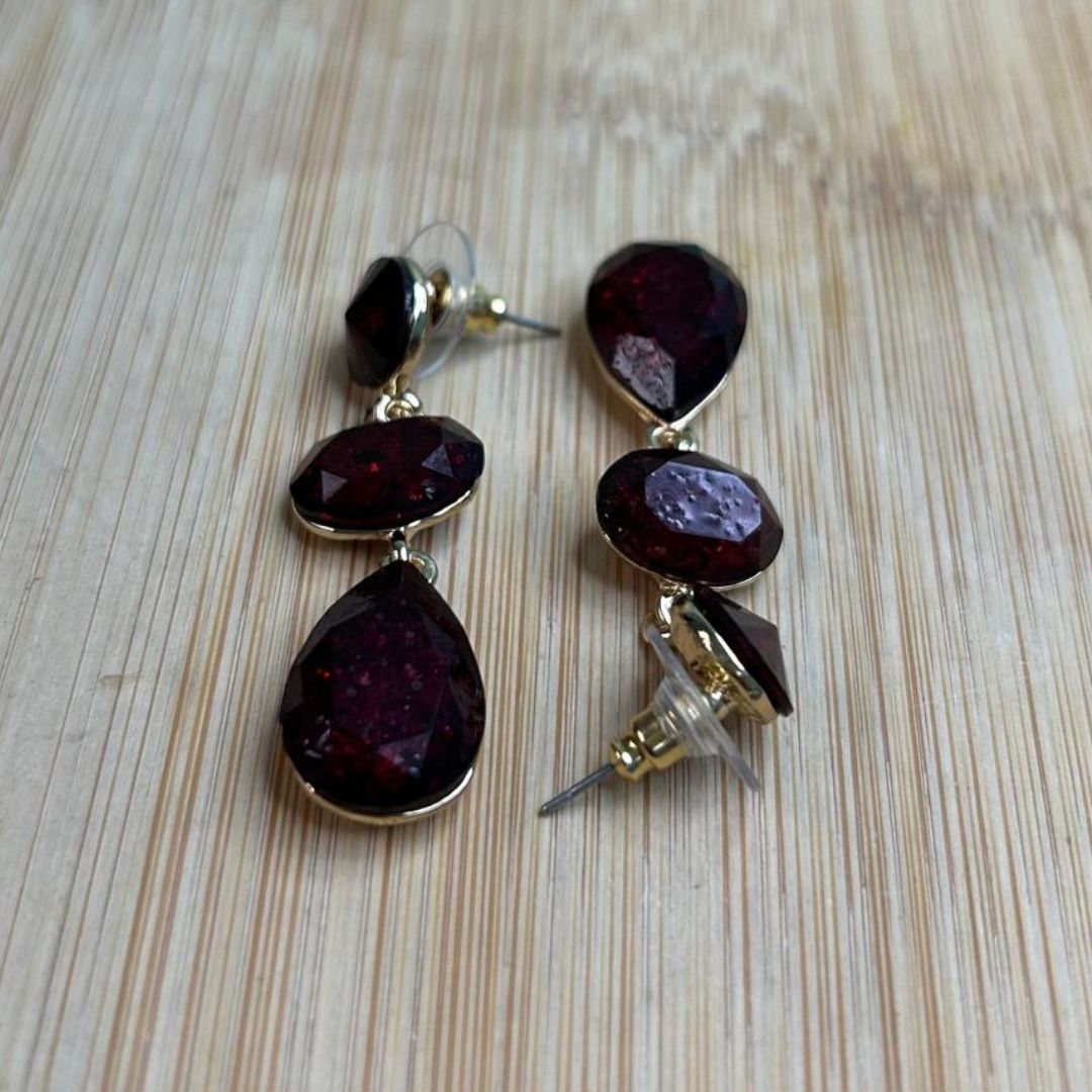 Wine Gemstone Earrings