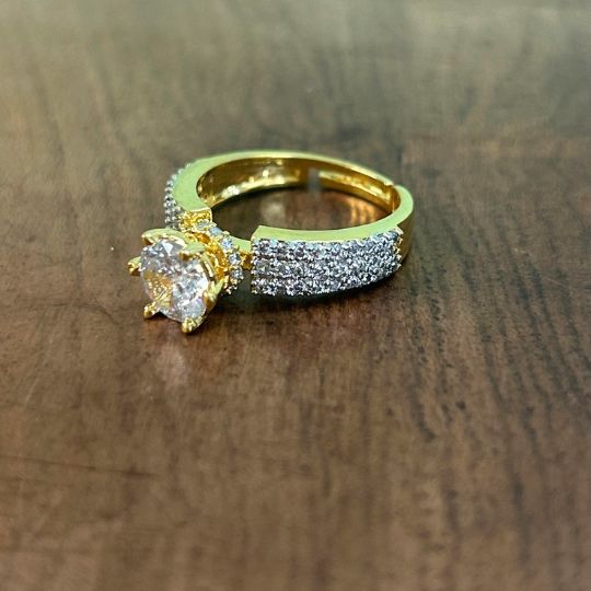 Deja American Diamond Solitaire Finger Ring