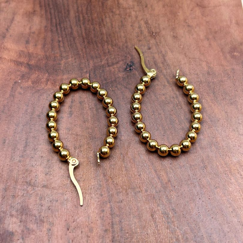 Golden Ball Hoop Earrings