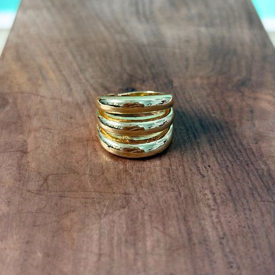 Three Line Golden Finger Ring