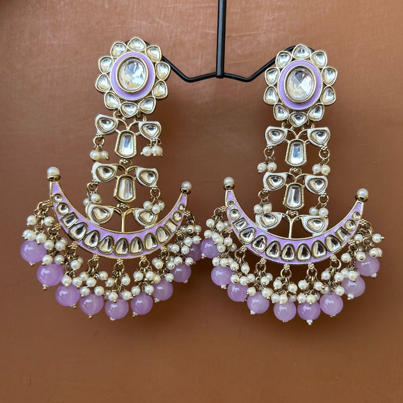 Vinita Purple Chandbali Earrings