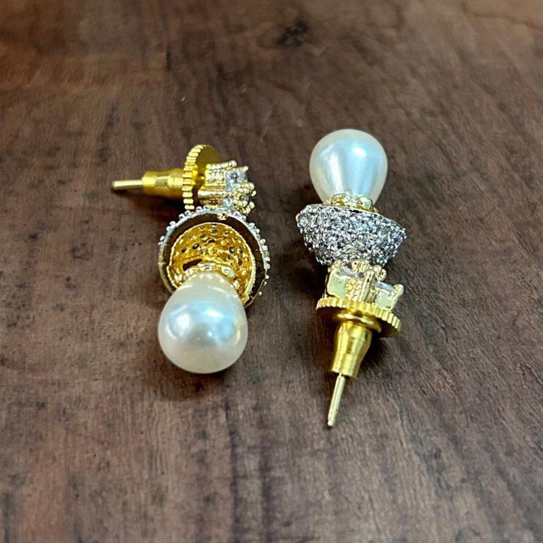 Ethnic Pearl Gold Jhumka Earrings