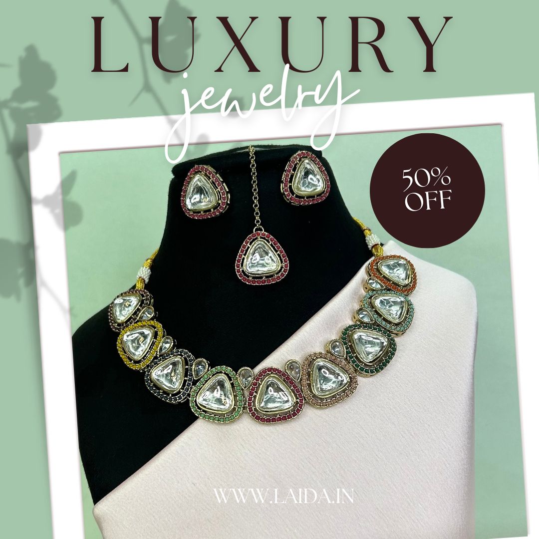 Saya Kundan Multi-Colored Necklace Set