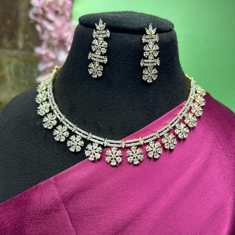 Alexa CZ AD Gold Plated Necklace Set