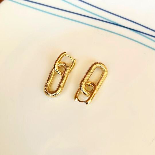 Oval Golden Hoop Earrings