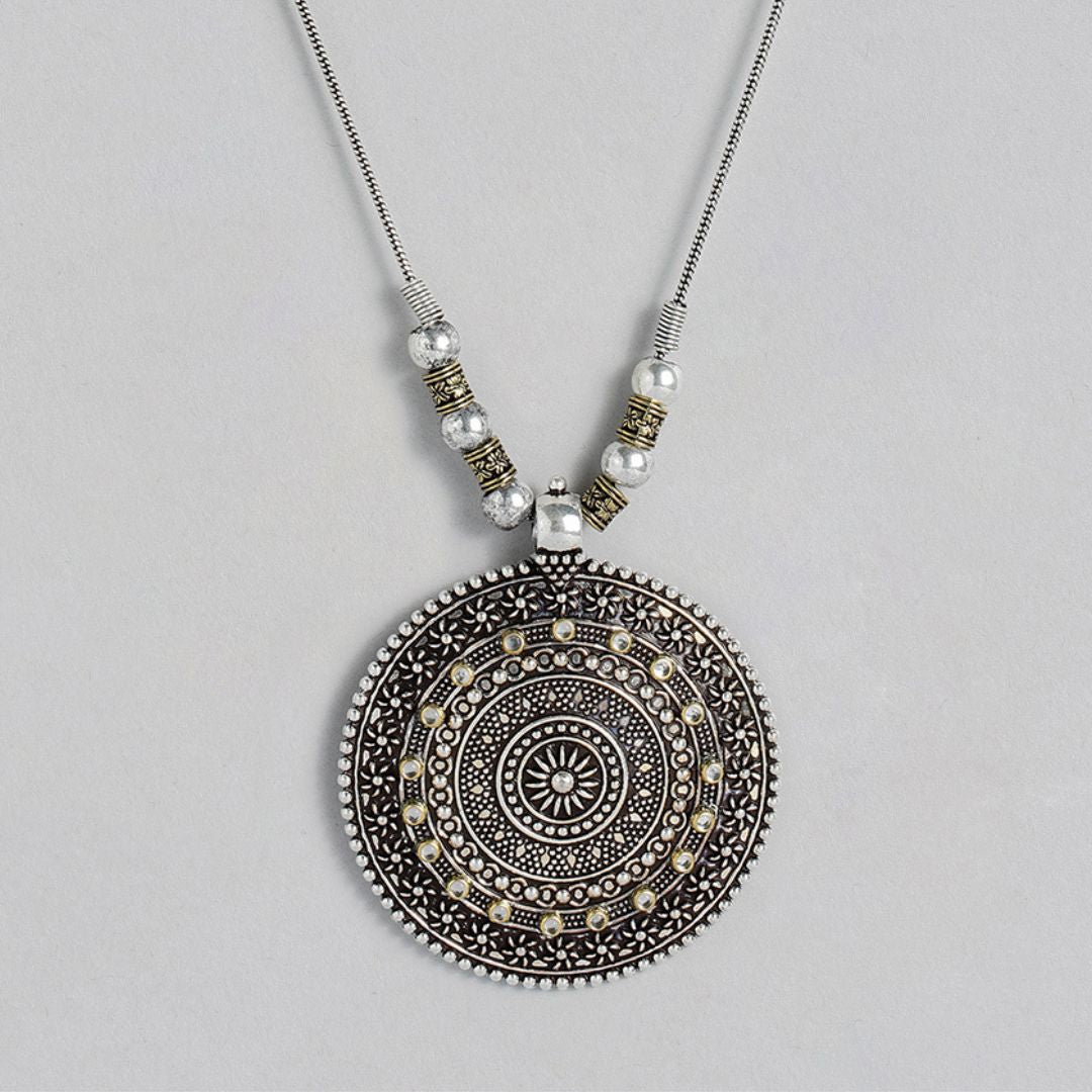 Laida German Silver Silver-Plated Oxidised Necklace