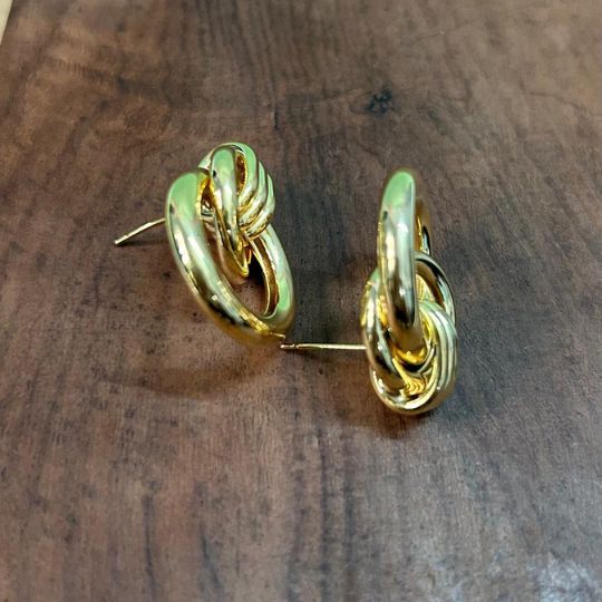 Knotted Gold Stud Earrings